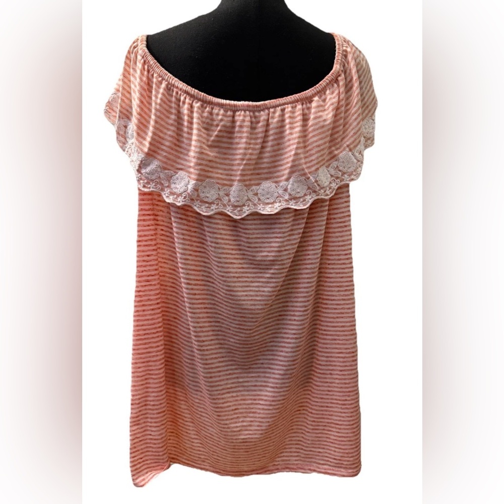 Tommy Hilfiger Short Sleeve Orange & White Embroidered Blouse, Size 2X - Picture 3 of 13